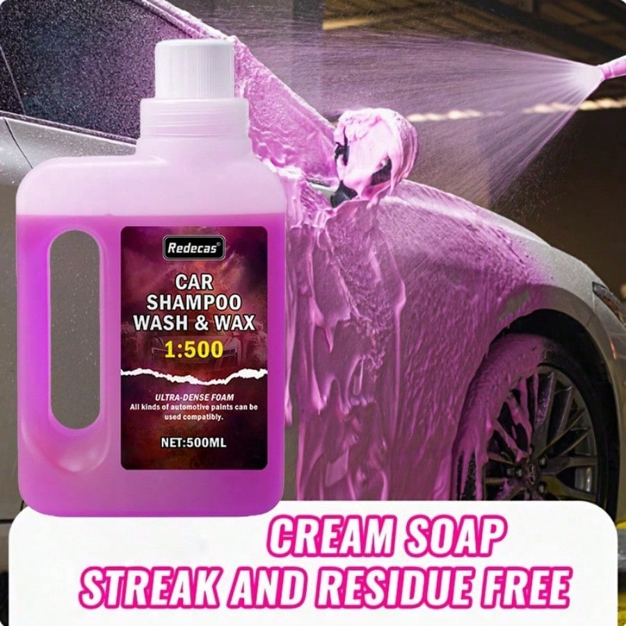 Car Wax Ceramic Coating - 500ml Pink Foam Car Wash Soap,